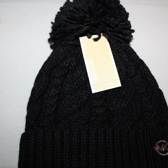 MICHAEL KORS CABLE KNIT POM BEANIE HAT ONE SIZE - Picture 3 of 4